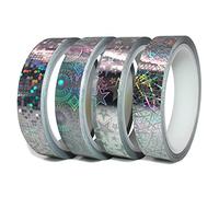 Finest Folia 4 Rolls x 10 Metres Glitter Hologram Decorative Strips Set Craft DIY Tapeart Washi Tape for Car Motorcycle Boat Model Making Decorative Strips Self-Adhesive (20 mm)