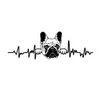 Finest Folia Decorative Sticker for Car, Fridge, Laptop, Width 27 cm, Heartbeat Animals, Glossy Black, 10 French Bulldog