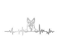 Finest Folia Sticker Heartbeat Animals Width 27 cm Lifeline Heartbeat Decorative Sticker Self-Adhesive for Car Fridge Laptop Car Sticker K150 (Silver, 04 Shepherd)
