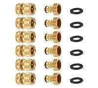Finest+ Garden Hose Quick Connector, Solid Brass 3/4 Inch Thread Fitting No-Leak Water Hose Female and Male Easy Connect (6 Sets)