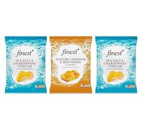 Finest Hand Cooked Crisps Variety Pack, Sea Salt & Chardonnay Vinegar and Mature Cheddar & Red Onion, 150g Each, Pack of 3