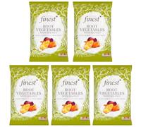 Finest Root Vegetables with Sea Salt Hand Cooked Vegetable Crisps, Parsnip Beetroot Sweet Potato, 125g, Pack of 5