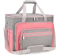 FINESUN Sewing Machine Bag, Grey& Pink - Foldable Deluxe Sewing Machine Carrying Case for Brother, Singer, Bernina and Most Machines