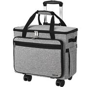 FINESUN Sewing Machine Case with Wheels, 3 in 1 Foldable Deluxe Rolling Sewing Machine Carrying Bag for Brother, Singer, Bernina and Most Machines (Black&white Stripes, 3in1) (pink-grey, 3in1)