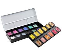 FINETEC Essential - Pearlescent Watercolour Set - 24 Colours - Iridescent & Flip-Flop Effects - Ethically Sourced Mica - High Pigmentation & Lightfastness - Ideal for Artists & Calligraphy