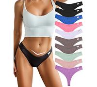 FINETOO 6/10 Pack Thongs for Women Cotton Underwear V String Breathable Stretch Hipster Sexy Thong Panties S-XL, Thongs 10pack B, S
