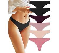 FINETOO 6 Pack Seamless Thongs for Women Breathable Tangas Underwear No Show Strings Comfortable Thongs Panties Invisible Hipster XS-XL