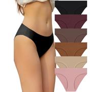 FINETOO 6 Pack Women's Seamless Hipster Underwear No Show Panties Invisibles Knickers Soft Stretch Briefs Underwears S-XL,S