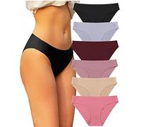 FINETOO 6 Pack Women's Seamless Hipster Underwear No Show Panties Invisibles Knickers Soft Stretch Briefs Underwears S-XL