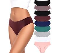 FINETOO 9 Pack Cotton Underwear for Women Sexy Low Rise Ribbed Hipster Breathable Soft Womens Bikini Panties Cheeky S-XXXL, Setb-9pack, M