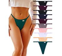 FINETOO G String Thong Women's Set of 10 Cotton Seamless T-Back Thongs Underpants Women with Adjustable Waist Band Sexy Underwear S-XL, A-10, M