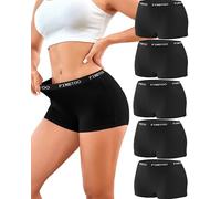 FINETOO Womens Boxer Shorts Ladies Boxer Shorts Underwear Women Cotton Pants Womens Knickers Multipack Soft French Knickers Comfortable Boy Shorts Sexy Panties Black