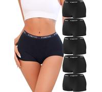 FINETOO Womens Boxer Shorts Ladies Boxer Shorts Underwear Women Cotton Pants Womens Knickers Multipack Soft French Knickers Comfortable Boy Shorts Sexy Panties Black