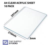 Finetree 10 Pack Of A4 Clear Acrylic Sheets 3mm Thickness Panels Laser Cut - 297 X 210mm