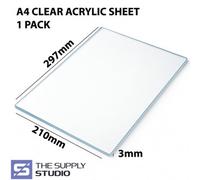 Finetree A4 Clear Acrylic Sheet 3mm Thickness Perspex Panels Laser Cut - 297 X 210mm