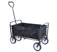 Finetree Heavy Duty Black Folding Garden Trolley Cart Wagon Pull Along Wheelbarrow Truck