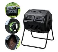 Finetree Large 160L Rotating/tumbling Garden Composter Outdoor 2 Section Compost Waste Bin Composting Dual Bin