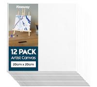Fineway 12 Pack Blank Canvas for Painting - 20cm X 20cm On Square Stretched Canvas (8” X 8”) - 100% Cotton, Wooden Frames Art Canvases for Painting, Suitable for Both Oil and Acrylic Paints