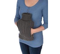 FiNeWaY 2L Hot Water Bottle Body Warmer with Pocket - for Back Neck Shoulder Leg Arthritis Pain Relief Aches Cramp (Knitted Grey)
