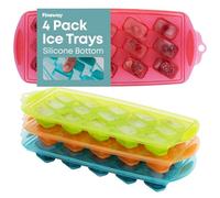 Fineway 4 Pack Silicone Ice Cube Tray - Easy-Release 15 Ice Cube Moulds, Stackable Ice Trays for Freezer, Spill-Proof Ice Maker Tray for Cocktail, Baby Food, BPA Free Ice Cube Trays Silicone Base