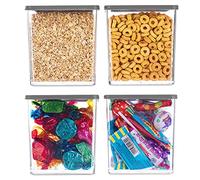 FiNeWaY 4pc Stackable Food Storage Containers Box With Airtight Lids BPA Free Cereal Dry Fruit Confectionery Lunch Snack Meal Boxes Kitchen Reusable Organiser Portion Control (615ml)
