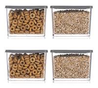 FiNeWaY 4pc Stackable Food Storage Containers Box With Airtight Lids BPA Free Cereal Dry Fruit Confectionery Lunch Snack Meal Boxes Kitchen Reusable Organiser Portion Control (370ml)