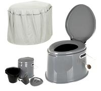 Fineway 5L Compact Portable Toilet with Cover and Waste Bucket - Lightweight Potty with Loo Roll Holder for Camping, Caravan, Festivals, and Outdoors