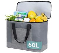 Fineway 60L Large Cool Bag - Thermal Large Cooling Bag with Shoulder Strap, Insulated Shopping Bags for Frozen Food - Water-Resistant Freezer Bags for Shopping, Grocery, Picnic, Camping, Beach, Travel