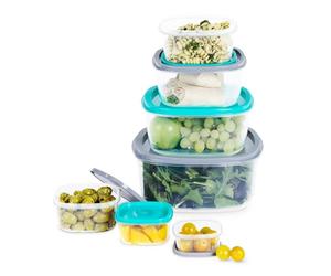 FiNeWaY 7pc Nesting Stackable Food Storage Containers Box With Airtight Lids BPA Free Lunch Snack Meal Boxes Kitchen Reusable Organiser Portion Control