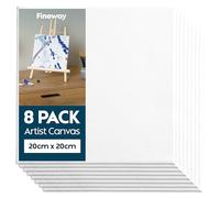 Fineway 8 Pack Blank Canvas for Painting - 20cm X 20cm On Square Stretched Canvas (8” X 8”) - 100% Cotton, Wooden Frames Art Canvases for Painting, Suitable for Both Oil and Acrylic Paints