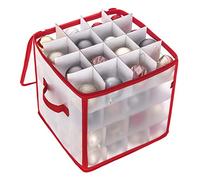 FiNeWaY CHRISTMAS TREE 64 BAUBLE DECORATIONS HOLDER LARGE PLASTIC STORAGE BAG BOX XMAS (Red)