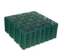 Fineway Green Interlocking Plastic Garden Tiles - Pack Of 9