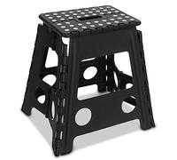 FiNeWaY Heavy Duty Large Folding Step Stool - Anti Slip Stepping Stool for Kids and Adults with Carry Handle for Home, Kitchen and Workplace Black (15" Black)