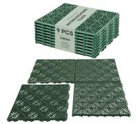 Fineway Interlocking Garden Tiles 9 Pack Green Outdoor Flooring Tiles Non Slip Patio Decking Tiles 29.5Cm