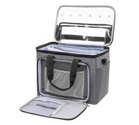 FiNeWaY Knitting Bag - Heavy Duty Wool Crochet Bag, Premium Yarn Crochet Storage Bag Organiser Wool Holder with Clear PVC Lid, Shoulder Strap & Compartments - Portable Knitting Storage Bag (Grey)