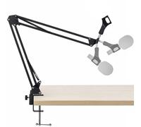 Fineway Microphone Boom Arm - 180° Rotating Adjustable Desk Mic Stand with Table Clamp, Folding Scissor Suspension Arm Gaming Mic Arm for Podcasting, Virtual Meeting & Streaming Microphone