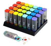 Fineway Monthly Pill Organiser 28 Day Colour Coded Boxes With Stand Portable Transparent