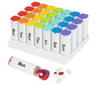 Fineway Monthly Pill Organiser 28 Day Colour Coded Boxes With Stand Portable White