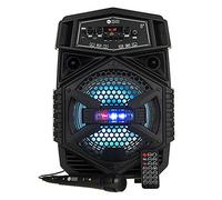FiNeWaY Portable Karaoke Machine Rechargeable Speaker Trolley Remote With LED Multi Coloured Lights & Microphone - Bluetooth - Aux - Microphone Connection 30W- Outdoor Party