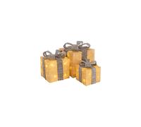 FiNeWaY Set of 3 LED Light Up Decorative Coloured Christmas Parcel Box Set with Grey Bow Indoor Outdoor Decoration Xmas Tree Lights 55 LEDs