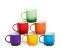 FiNeWaY Set of 6 Stoneware Multicoloured Ombre Mugs - Durable Dishwasher & Microwave Safe Coffee & Tea Cups, Colourful Gradient China Mugs - 325ml Large Capacity