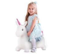 FiNeWaY Unicorn Space Hopper for Kids - Inflatable Bouncy Kids Space Hopper, Animal Ride-On Unicorn Toy with Pump Included - Christmas & Christening Animal Hopper Gifts for Kids Toddler Girls