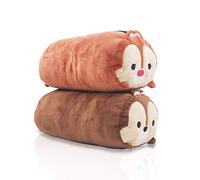 Finex 2 Pcs Set Chip and Dale Plush Travel Pillow Stackable Long Cushion