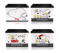 FINEX 4 Pieces Set of Snoopy PU Leather Collapsible Foldable Storage Organizer Box for Table Desk Office Accessories Pencil Pen Remote Contol Holder