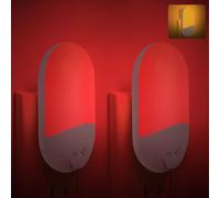 Finezeal 670nm Red & Amber Light Night Light for Sleep[2 Pack] - Zero Blue Light, with Dusk to Dawn Sensor Auto On/Off LED Red Night Light Plug into Wall for Nursery Bedroom Bathroom