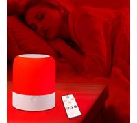 Finezeal 670nm Red Light Night Light Lamp for Sleep - Zero Blue Light, Touch & Remote Control, 4 Color Modes Rechargeable Dimmable Portable Hangable Lamp with Timer for Bedroom Nursery Camping