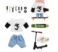 Finger Board Toys - Kids Finger Scooter Skateboard Set | Finger Skateboard | Skateboards with Pants Shoes | Party Supplies with Skating Finger Toys | Finger Skater Tool Accessories | Shoes | Pant