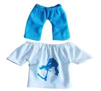Finger Clothes Toy Set - Mini Fingertip T-Shirt Shorts Outfit, Colorful Fabric Clothing Set, Interactive Dress Up Accessory | Fun Party Favor Game Playwear for Kids Scooter Skateboard Collection Blue