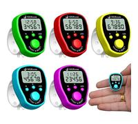 Finger Counter 5Pcs 1.4x1.8" 5 Digit Clicker Counter Digital Tally Counter with LED Backlight Time Display Hand Counter Clicker for Stitch, Sports, Training, Finger Counter