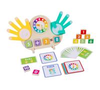 Finger Counting Math Toy - Wooden Arithmetic Board, Number and Time Cards, Finger Models for Counting, Addition Subtraction Exercises | Interactive Learning Tool for Home Classroom Travel Educational